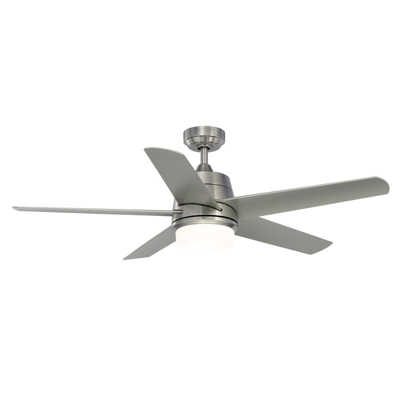 Ventilateur de plafond 52 po à 5 lames avec trousse d'éclairage Orr, Nickel brossé