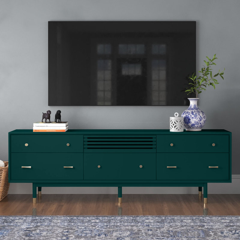Tyler Wood TV Stand for TVs up to 75", Green