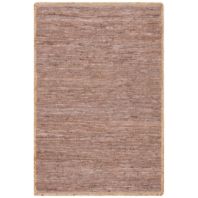 Zeitler Hand Woven Cotton Solid Color Rug in Brown/Natural, Rectangle 6' x 9'