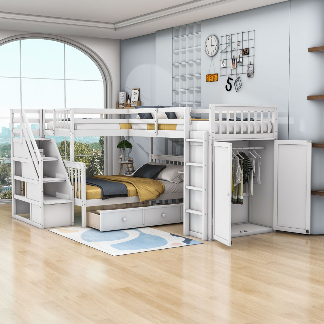 Januita 3 Drawer L-Shaped Bunk Beds with Shelves by Harriet Bee Harriet Bee Bed Frame 