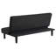 Lit convertible noir moderne sans accoudoirs avec revêtement lisse, support à ressorts et dimensions compactes, design contemporain, siège incliné, détente confortable
