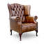 Upholstered Full Grain Leather Wingback Chair-75262731