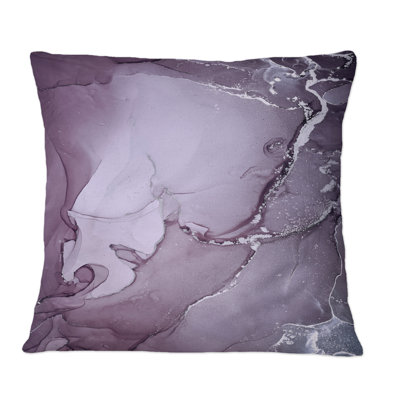 Purple And Grey Marble Ink Clouds I - Modern Printed Throw Pillow