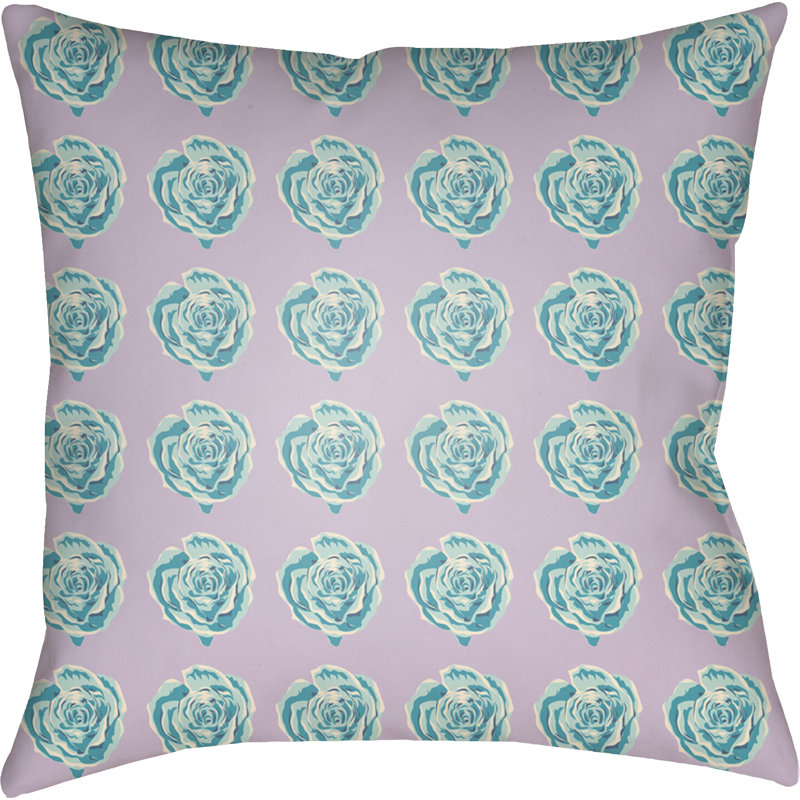 Warhol Floral Outdoor Throw Pillow, Purple, 22" H x 22" W x 5" D