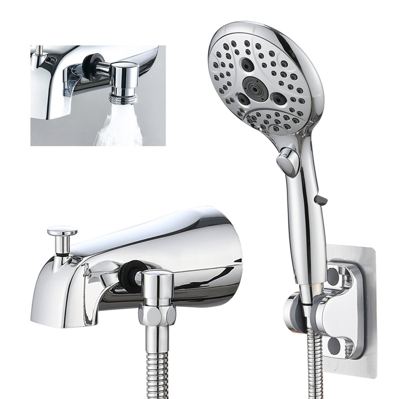Bec de baignoire Ã  bec relevable de 135 mm avec douchette Ã  main Ã  6 jets, finition chromÃ©e