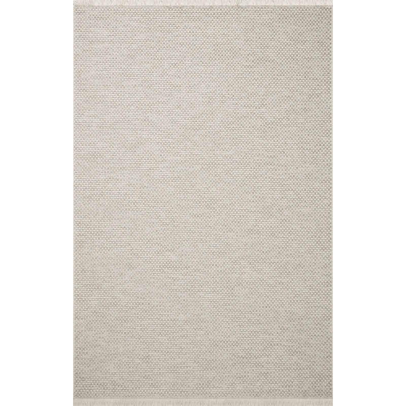 Ivory and Dove Geometric Hand-knotted Wool Area Rug 8'-10" x 12'-2"
