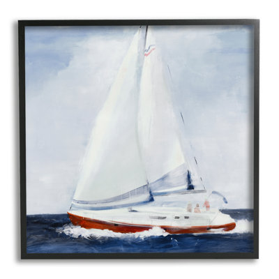 Voile de bateau contre ciel nuageux, éclaboussures de mousse sur toile tendue par Jill Martin