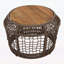 Table d'appoint ronde en bois d'acacia avec structure en corde tissée grise, plateau en teck, capacité de 150 lb, aucun assemblage requis, table d'appoint résistante aux intempéries pour le salon de patio
