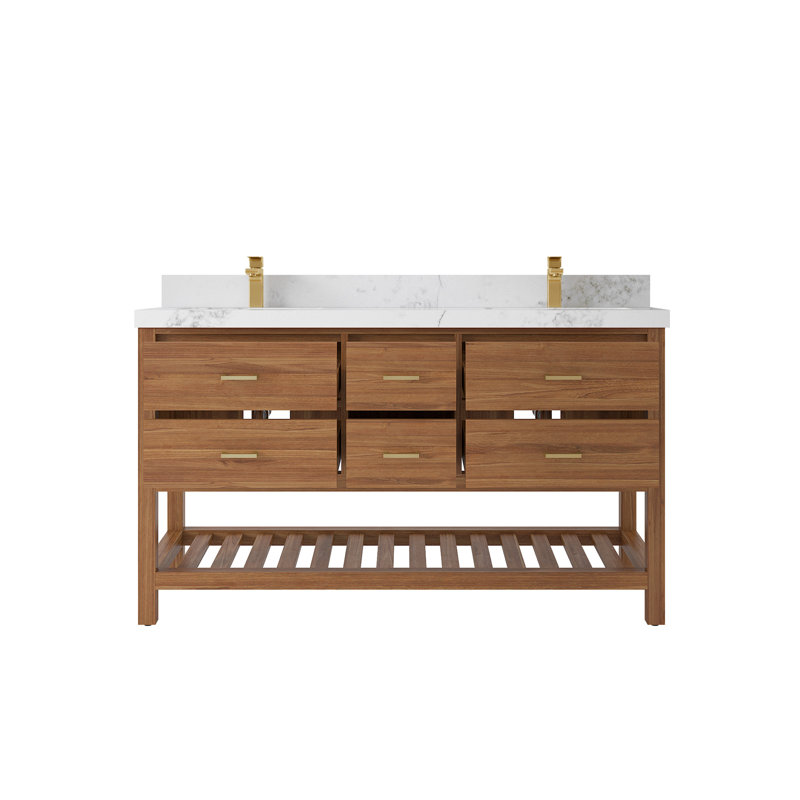 Ensemble de meuble-lavabo double 60 po Parker, Calacatta Nuvo