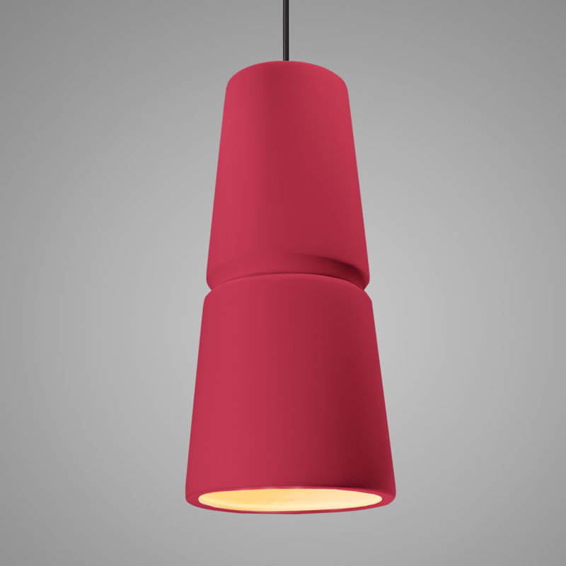 Logan 1 - Light Single Cone Pendant, Brushed Nickel, Cerise, 18" H x 8" W x 8" D