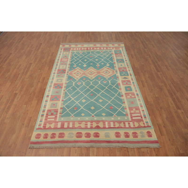 Blue Kilim Flat Weave Area Rug 6x10