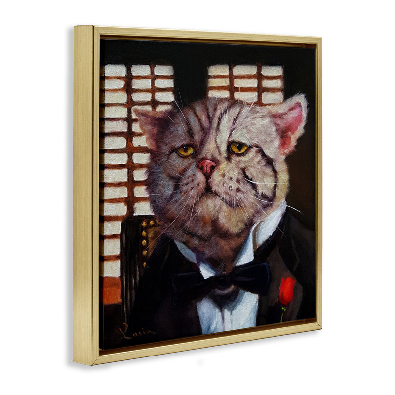 "Tuxedo Adorned Cat", art mural sur toile flottante noire, design par Lucia Heffernan, H 18 po x l 18 po