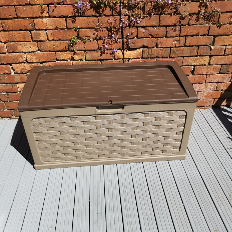 Samuel Alexander 116cm W Plastic Lockable Deck Box with Wheels in Brown