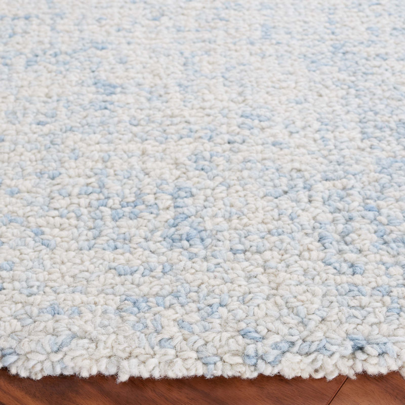 Tapis en laine / coton touffeté à la main Fredi bleu clair / ivoire, Rond 6 pi