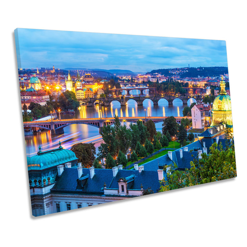 Prague Czech Republic Charles Bridge - Wrapped Canvas Print, 81.3cm H x 121.9cm W x 4cm D