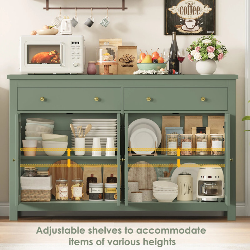 Buffet 2 tiroirs 55,1 po de largeur, Vert