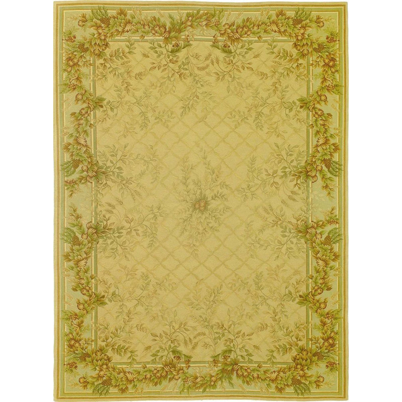 Wool Floral Area Rug, Rectangle 10'1" x 14'