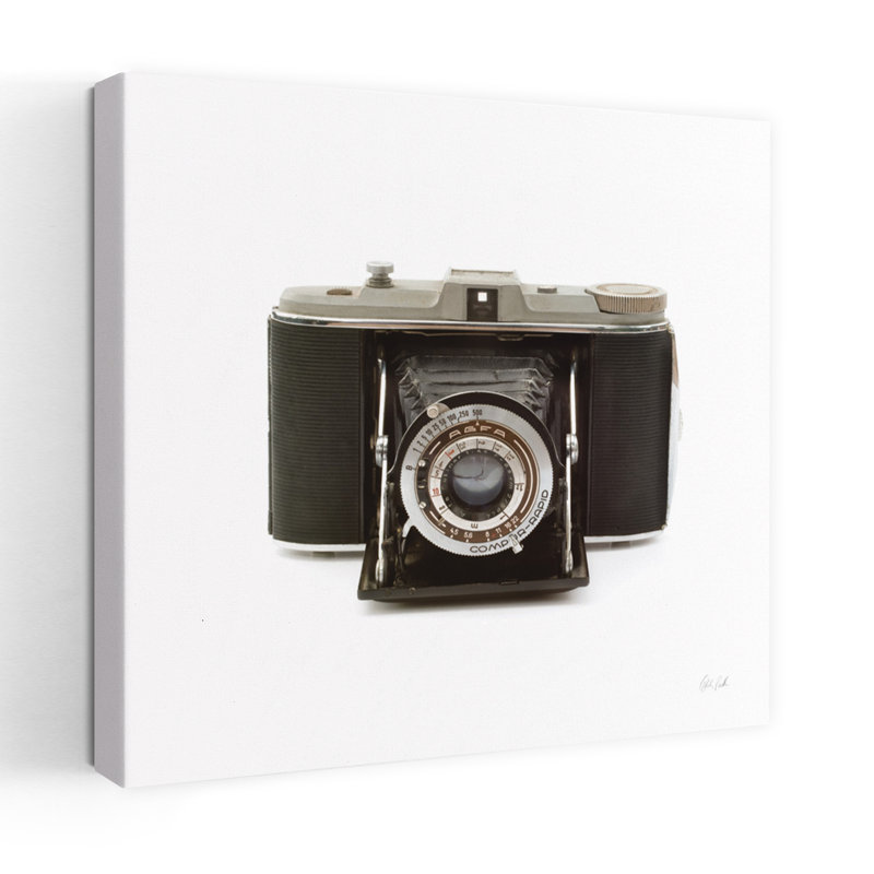 Appareil photo rétro avec art photographique noir, H 48 po x l 48 po