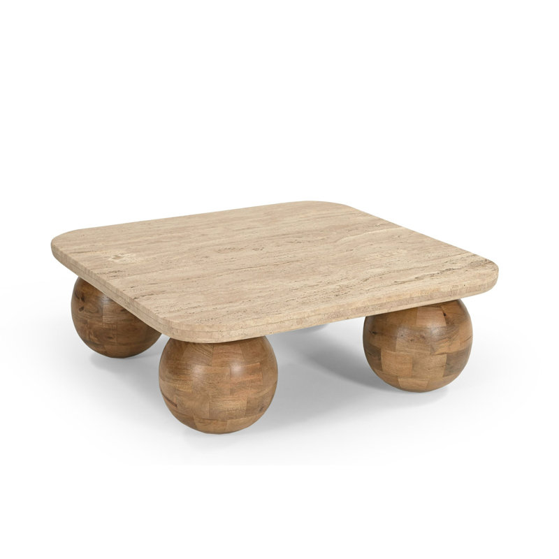 Jerame - Table basse carrée en travertin moderne