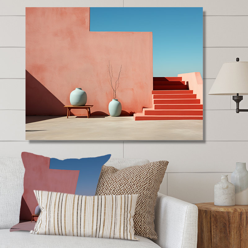 «Peach Minimalisme Subdued Forms Harmony» sur toile, H 12 po x l 20 po x P 1 po, Toile tendue