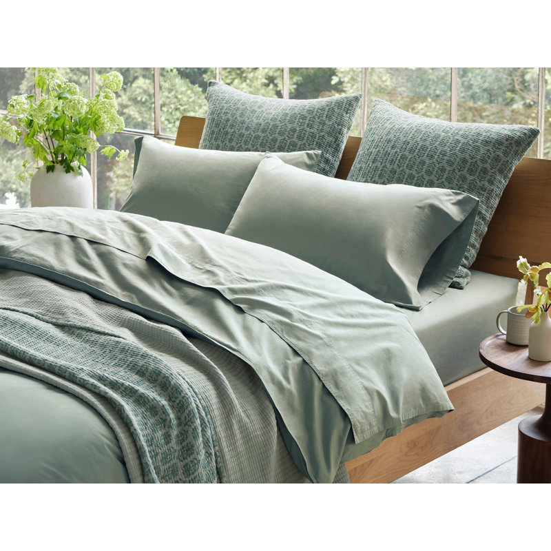 Crinkled 100% Cotton Percale Fitted Sheet, Full Fitted Sheet, Alpine White