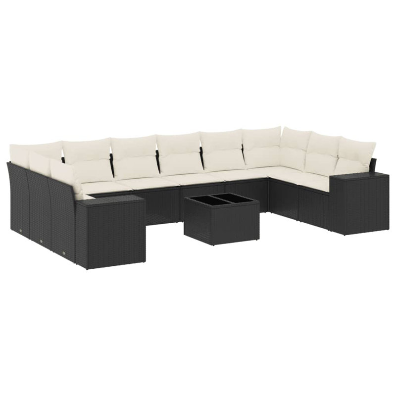 Grand canapé modulaire en rotin PE Vidaxl, Noir