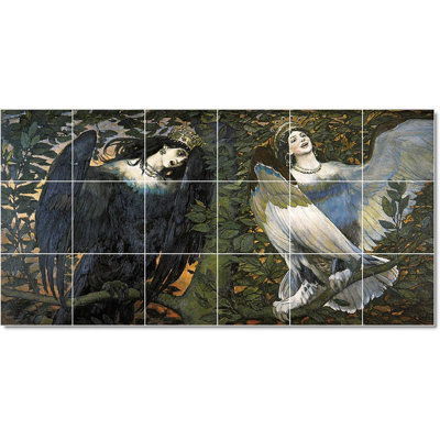 25.5" x 12.75" Ceramic Painting Decorative Mural Tile 4.25" x 4.25"