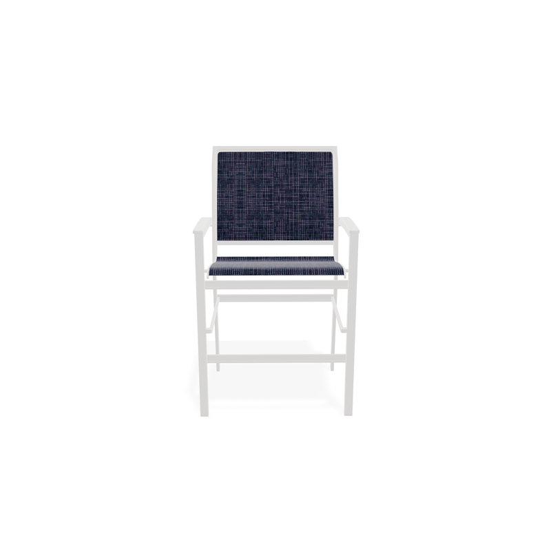 Chaise de café empilable en aluminium Bazza, Neige, Bleu marine Moments