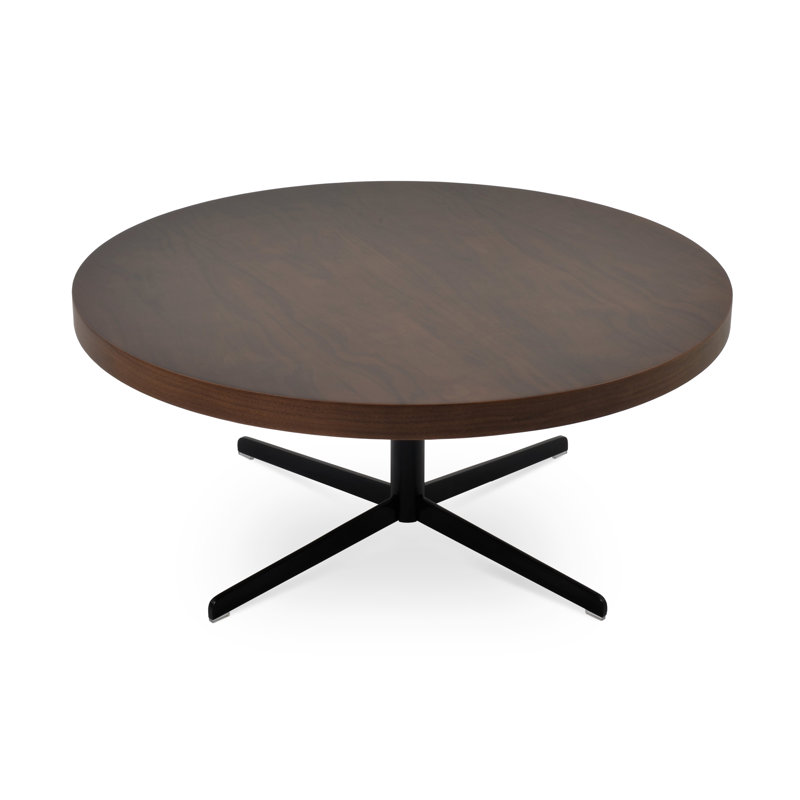 Table basse à piédestal Diana, Noir, H 15 po x L 31,5 po x l 31,5 po, Noyer