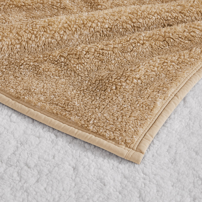 Couverture en sherpa Brooklyn, Naturel, Très grand simple