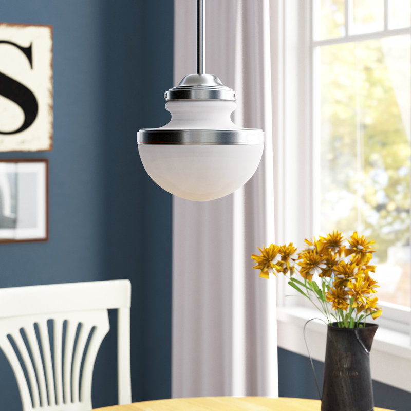 Aseret 1 - Light Single Pendant, 9.5" H x 8" W, Brushed Nickel