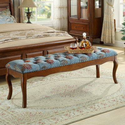 Banc long rembourré en tissu pour chambre à coucher Vintage
