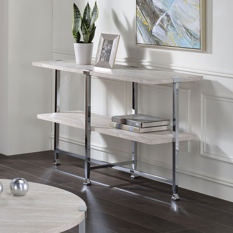 Contemporary Sofa Table With Shelf