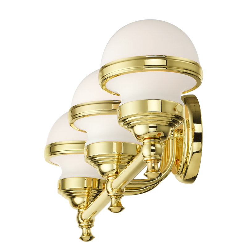 Éclairage pour meuble-lavabo à intensité variable Aseret, Laiton poli, H 8,25 po x l 24 po x P 7,25 po, 3 Lights