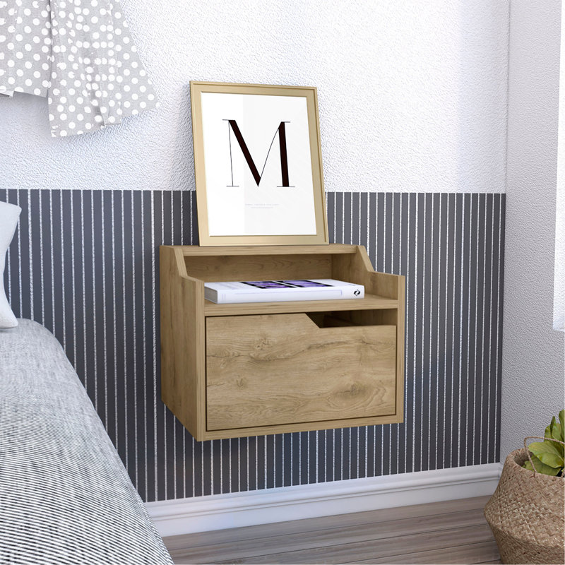 Table de chevet flottante, table de bout et table d'appoint Busan, Beige