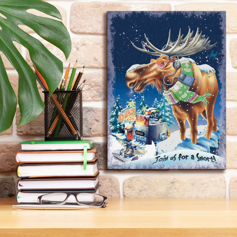 «Oasis Moose» par James Mazzotta, art mural sur toile, H 16 po x l 12 po