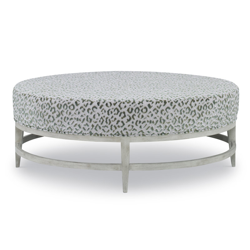 Elliptic Oval Ottoman, Bisque, Margaret Mahogany Polyester Blend
