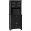 Élégant buffet avec huche, armoire de rangement pour garde-manger avec porte en verre encadrée et espace pour micro-ondes-1827217415