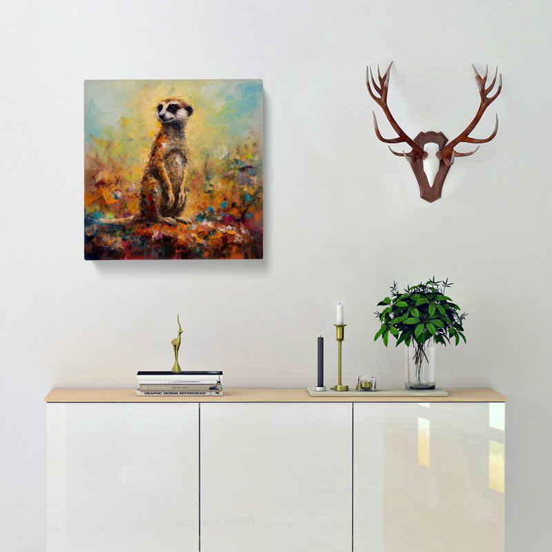 Meerkat Post-Impressionism - No Frame Print, 35cm H x 35cm W x 3cm D