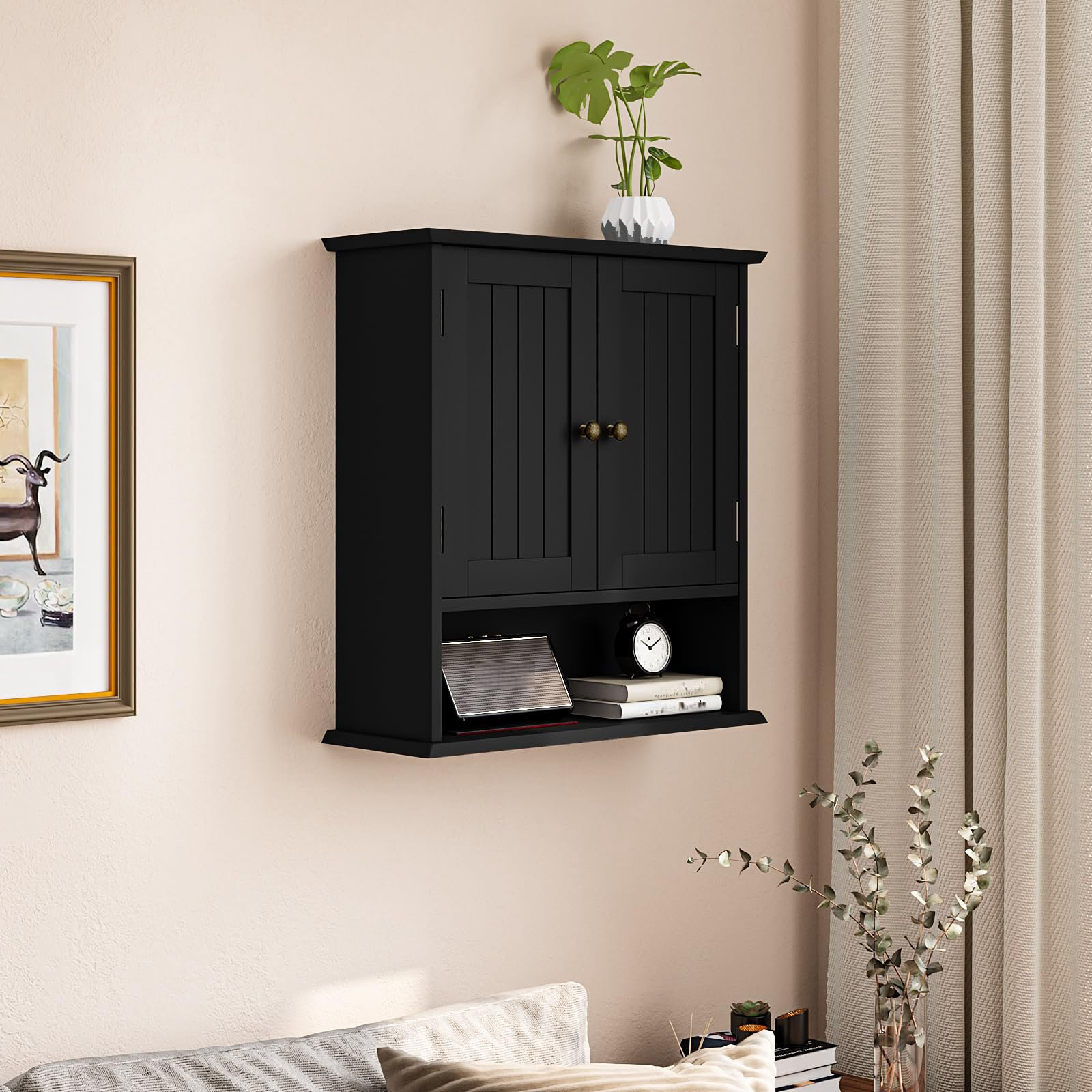 Winston Porter Wall-Mounted Black Bathroom Cabinet - Wayfair Canada