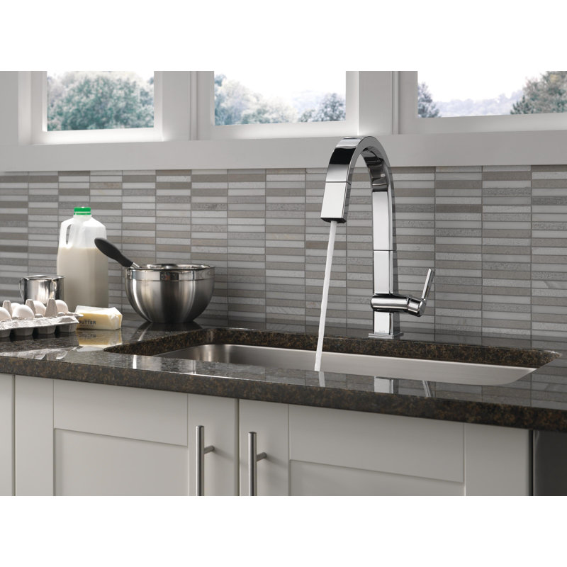 Robinet d'évier de cuisine à bec rétractable pivotant, robinet de cuisine à poignée simple, Chrome
