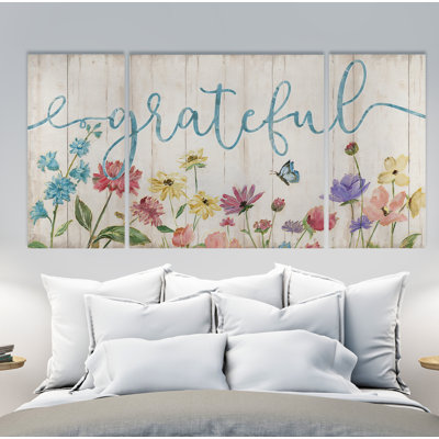 " Grateful Wildflowers " 3 - Pieces