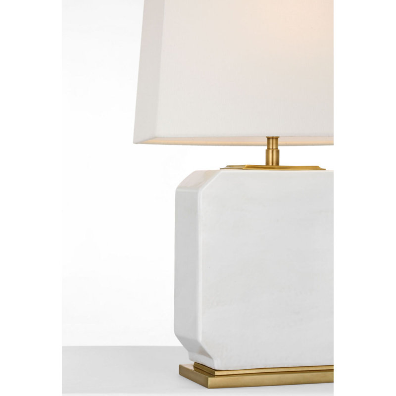 Monique Table Lamp with Linen Shade, Venetian White, 20" Height