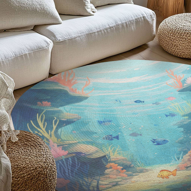 Tapis tressé Deep Sea Treasures, Rond 5 pi