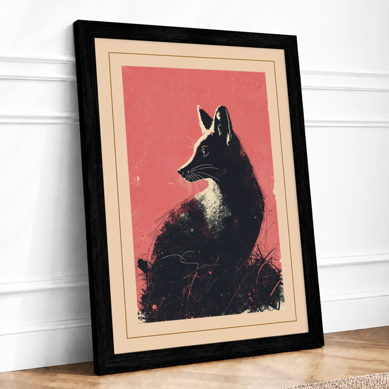 Watchful Fox Boho - Framed Print, A2 - 59.4 x 42.0 cm, Black
