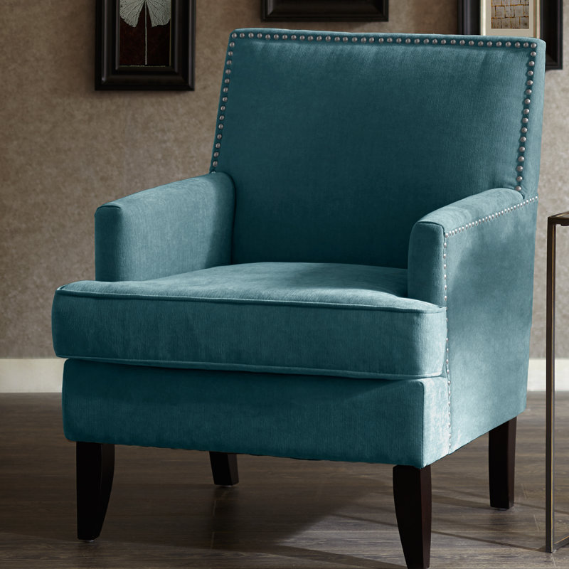 Colton Nailhead Club Chair, Teal Polyester