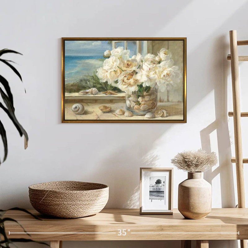 Au bord de la mer I, 19 po x 13 po, Cadre flottant doré