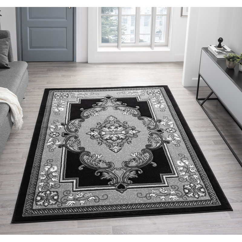 Modern Hand Carved Traditional Oriental Medallion Rug For Living Room Bedroom, Rectangle 1'7" x 2'7"