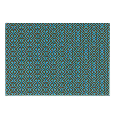 Ambesonne Geometric Tempered Glass Cutting Board Nested Square Pattern Brown and Sky Blue