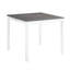Ensemble de table à hauteur de comptoir en panneau de fibres à densité moyenne gris avec 4 chaises en lin, ensemble de salle à manger carrée de style moderne bicolore de 39 pouces